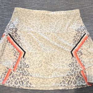 Lucky in Love Cream Leopard Print Skort with Coral and Black Trim